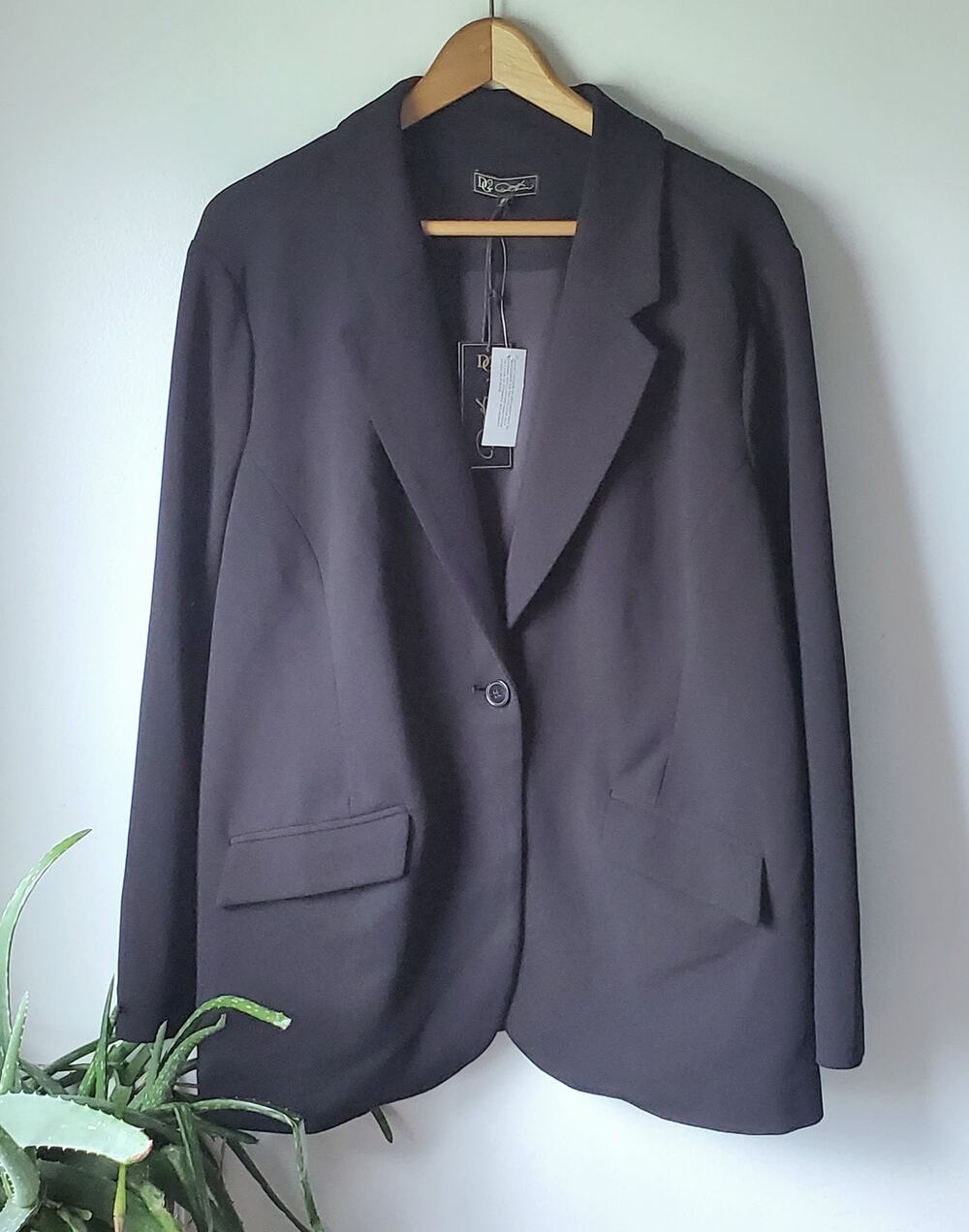 Diane Gilman NWT Black Long Sleeve Blazer Womens Size 2X Professional Classic